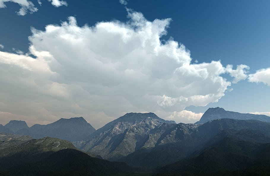 photo of mountain under white and blue sky at daytime, mountains HD wallpaper