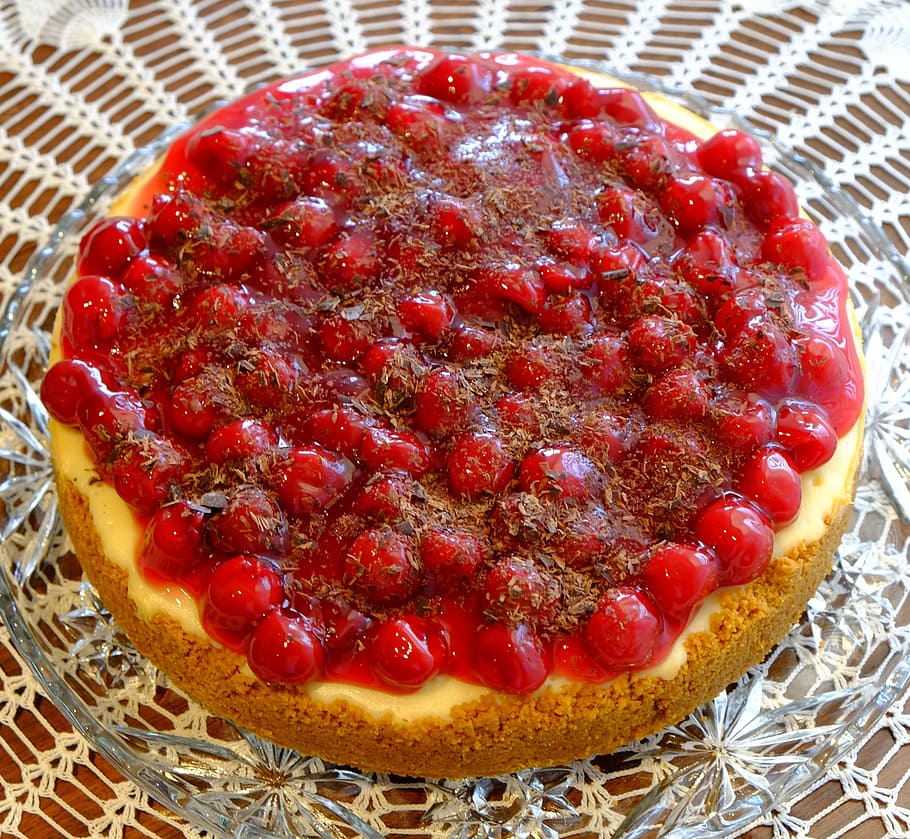 cheese cake, cherries, cookie base, chocolate, food, dessert HD wallpaper