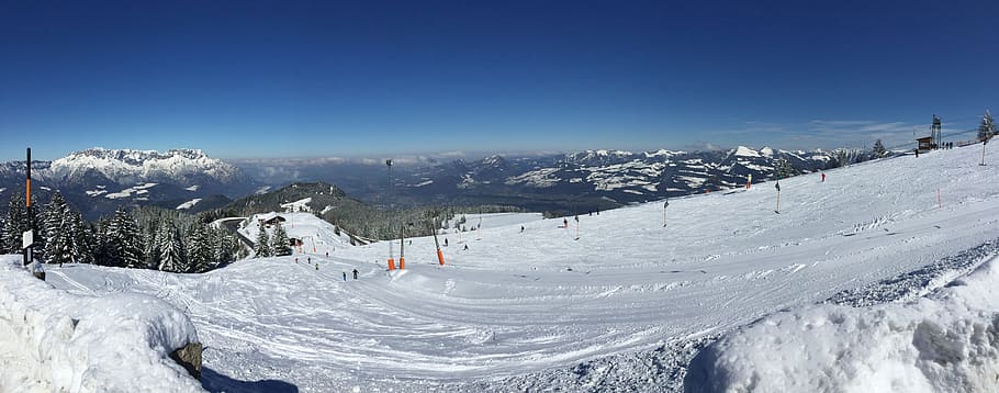 Panorama, Winter, Snow, Ski, winter sports, mountain, nature HD wallpaper