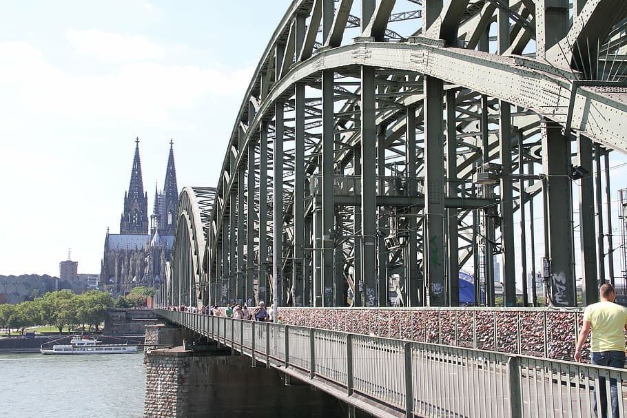 cologne, bridge, cathedral, rhine, architecture, built structure HD wallpaper