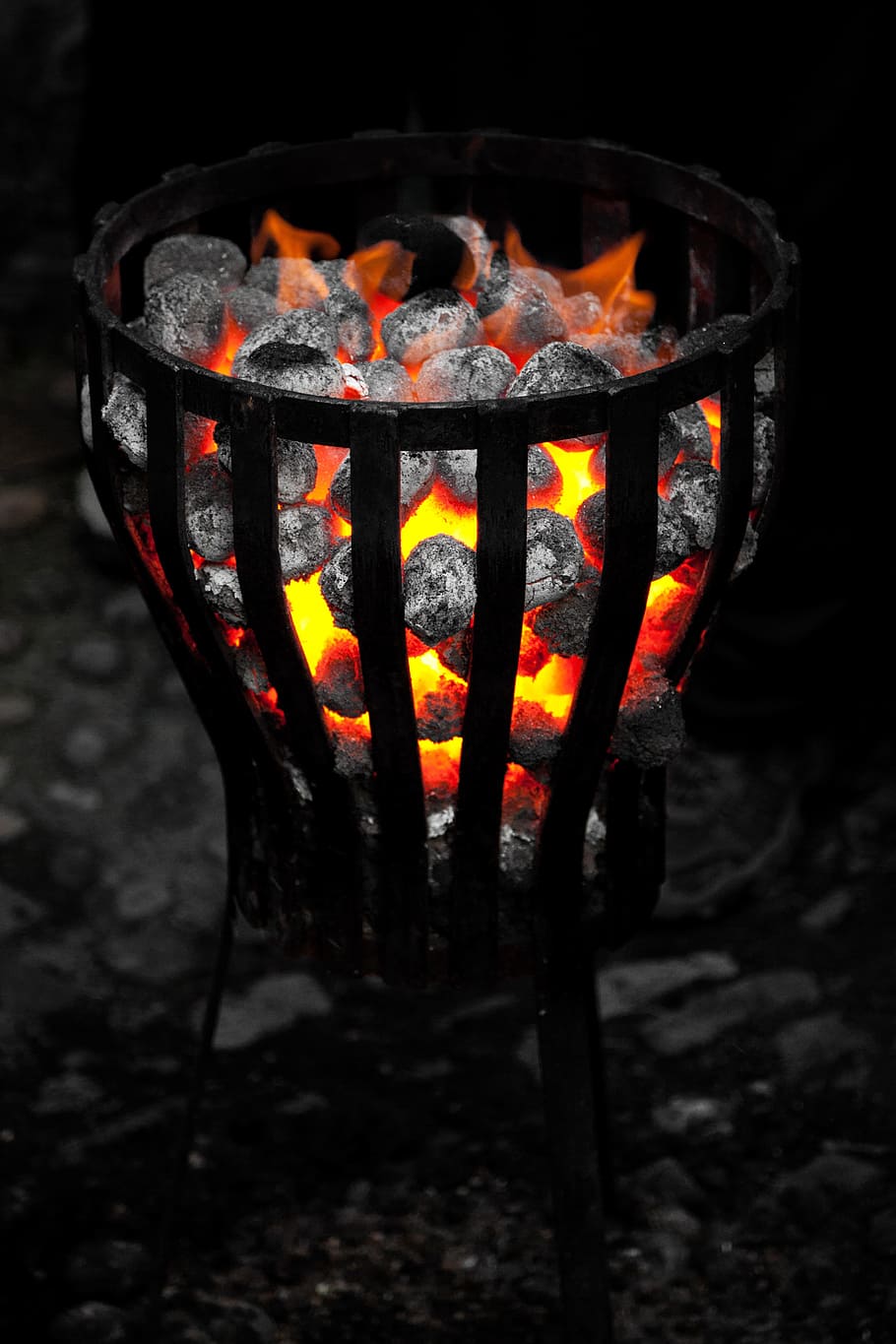 Burn, Coal, Dark, Evening, Fire, Flame, heat, hot, light, orange HD wallpaper