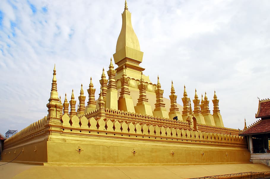 laos, vientiane, pha that luang, stupa, temple, sacred, monument, HD wallpaper