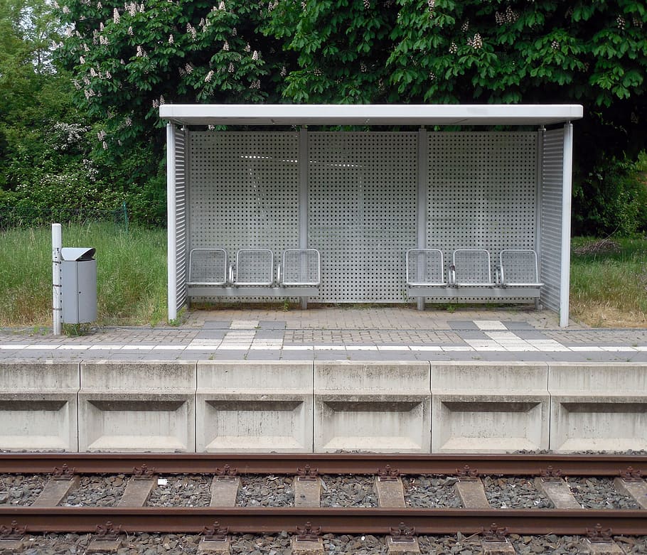 stop, railroad track, wait, platform, railway station, germany HD wallpaper