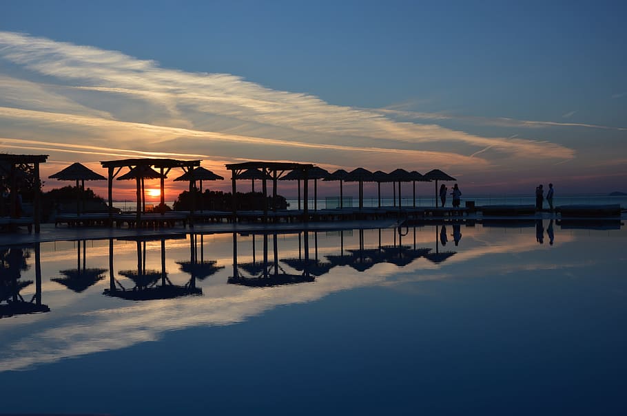 Sunset, Romance, abendstimmung, water reflection, sky, sea HD wallpaper