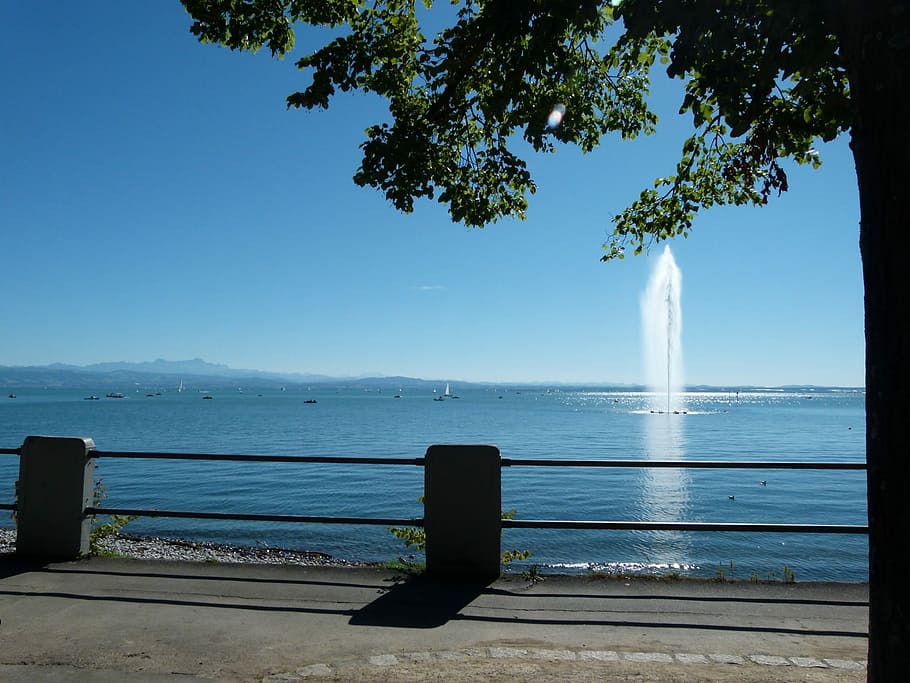Fountain, Friedrichshafen, Holiday, recovery, promenade, lake constance