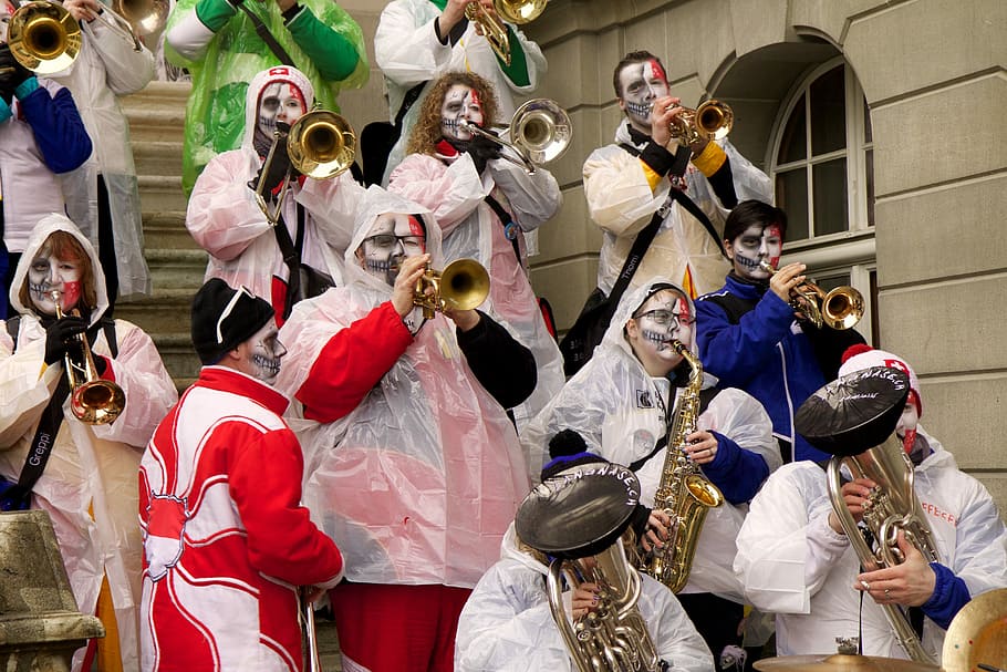 Carnival, White, Instruments, red white, rain protection, celebration HD wallpaper