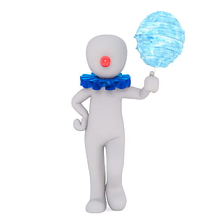clown holding cotton candy illustration, Males, 3D Model, Isolated HD wallpaper