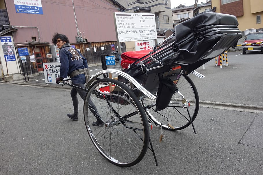 Pull, Carts, Rickshaw, Kiyomizu, Kyoto, pull carts, bicycle HD wallpaper