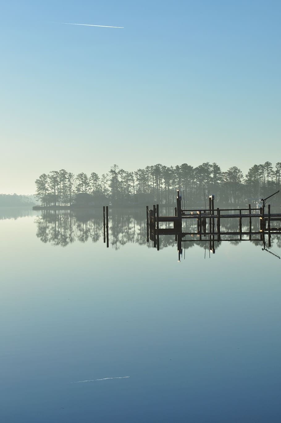 brown wooden dock, lake, reflection, north carolina, river HD wallpaper