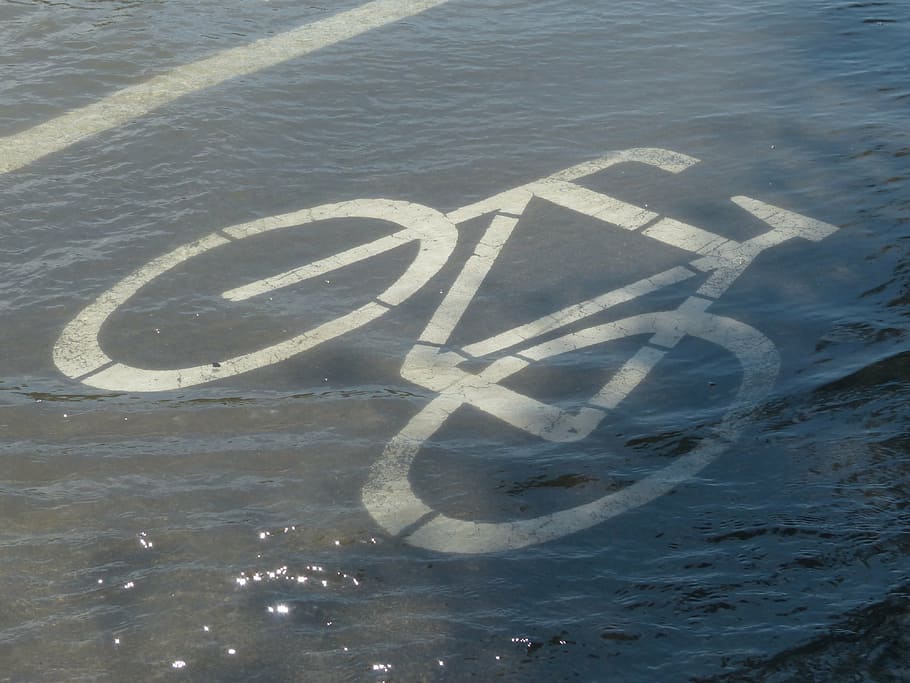 bicycle lane, cycle path, cycle path signs, characters, bike, HD wallpaper
