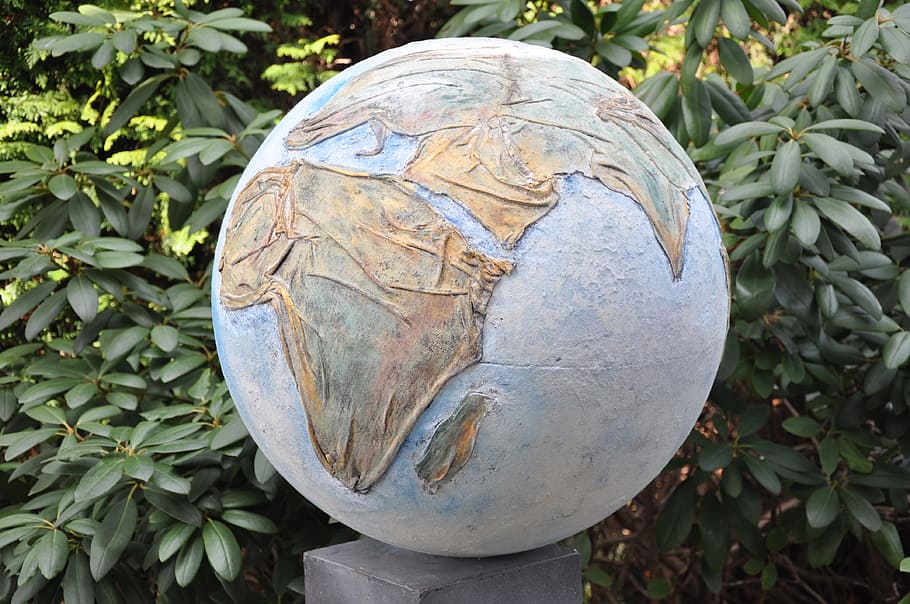 World, Ball, Globe, Sculpture, day, close-up, no people, outdoors HD wallpaper