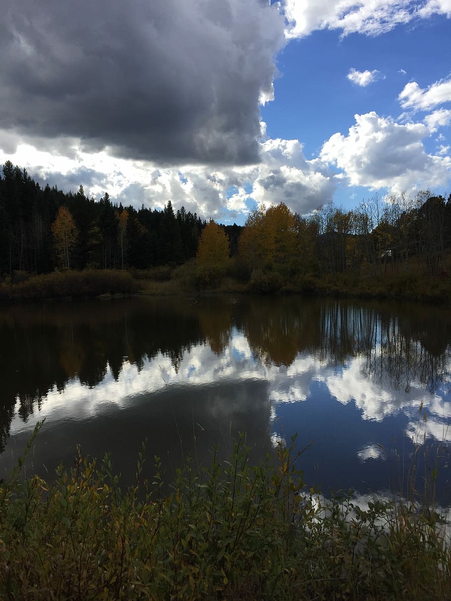 Lake, Nature, Forest, Water, Clouds, sky, scenic, trees, reflection HD wallpaper