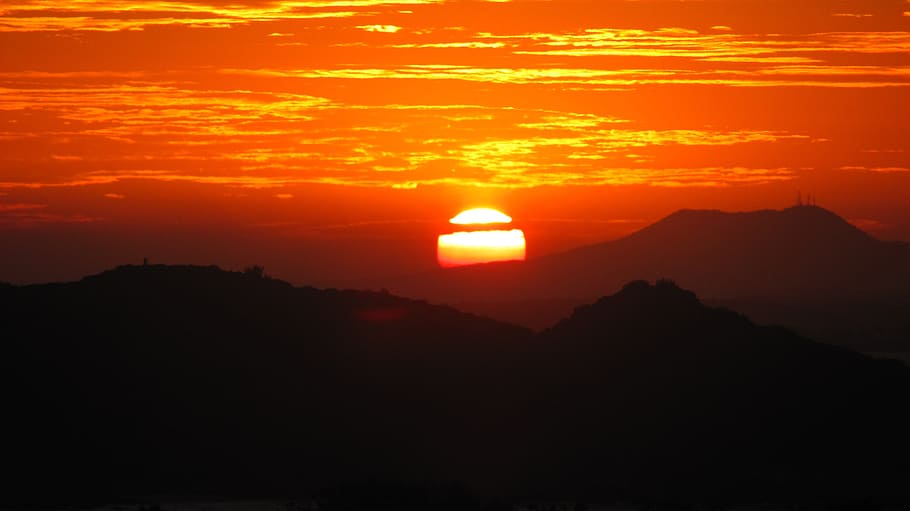 sunset, landscape, summer, sol, horizon, sky, eventide, landscape panorama HD wallpaper
