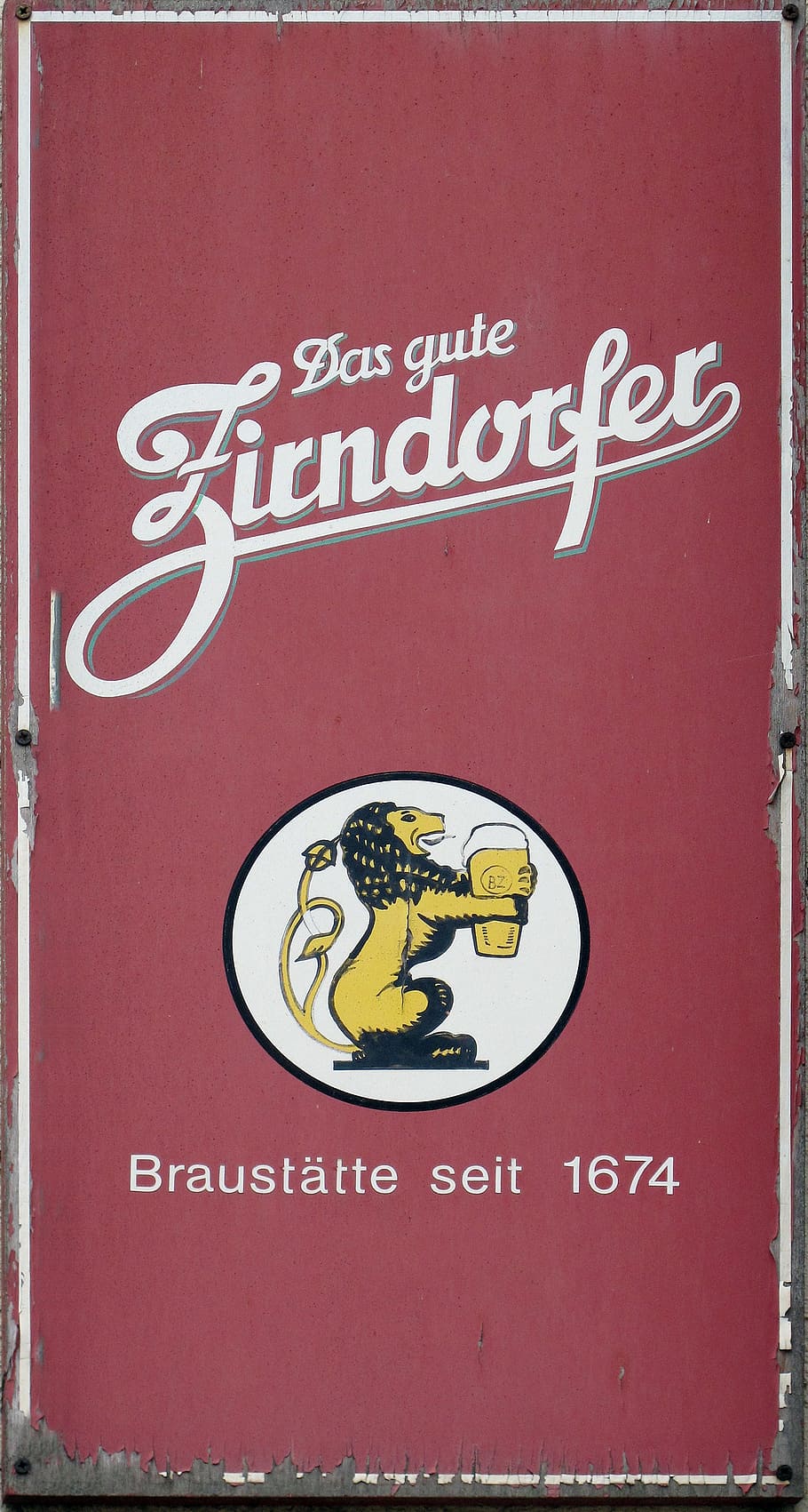 email sign, zirndorfer, beer, enamel, shield, old sign, advertising, HD wallpaper