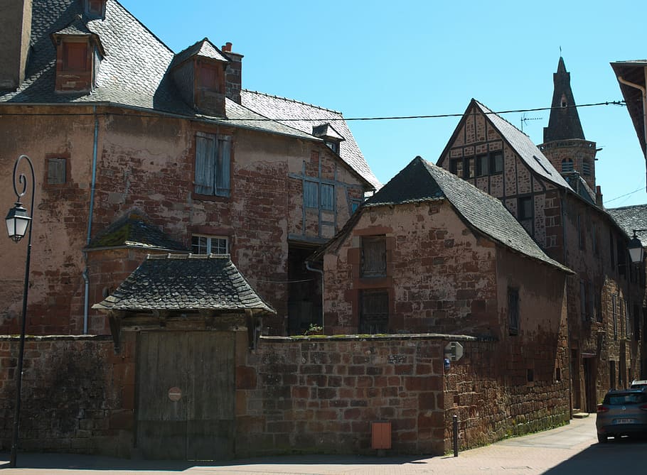 marcillac, aveyron, house, street, old house, old houses, building exterior, HD wallpaper