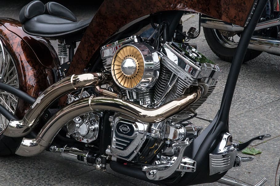 motorcycle, harley davidson, chrome, motorcycle engine, chrome plated HD wallpaper