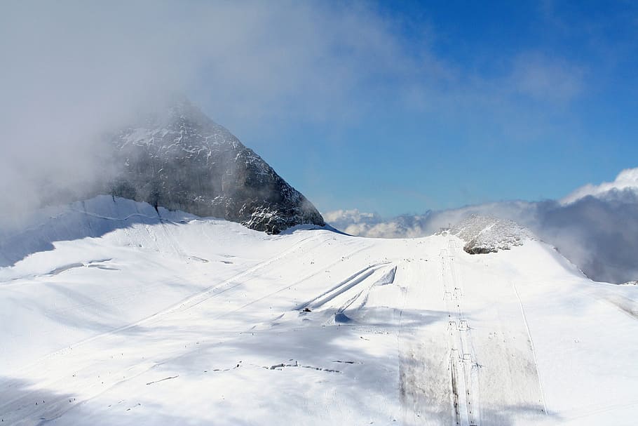winter, snow, white, wintry, cold, nature, mountain, blue, snowy HD wallpaper