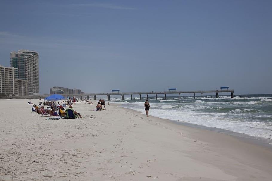 beach, surf, ocean, sand, white, sea, tourists, tan, sun, coast HD wallpaper