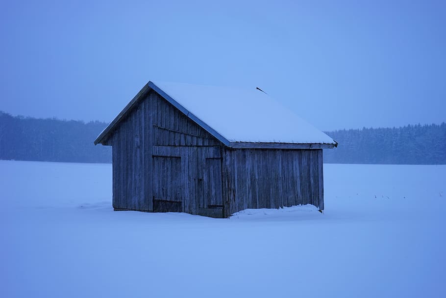 hut, snow, log cabin, scale, wintry, cold, frost, winter, snowy HD wallpaper