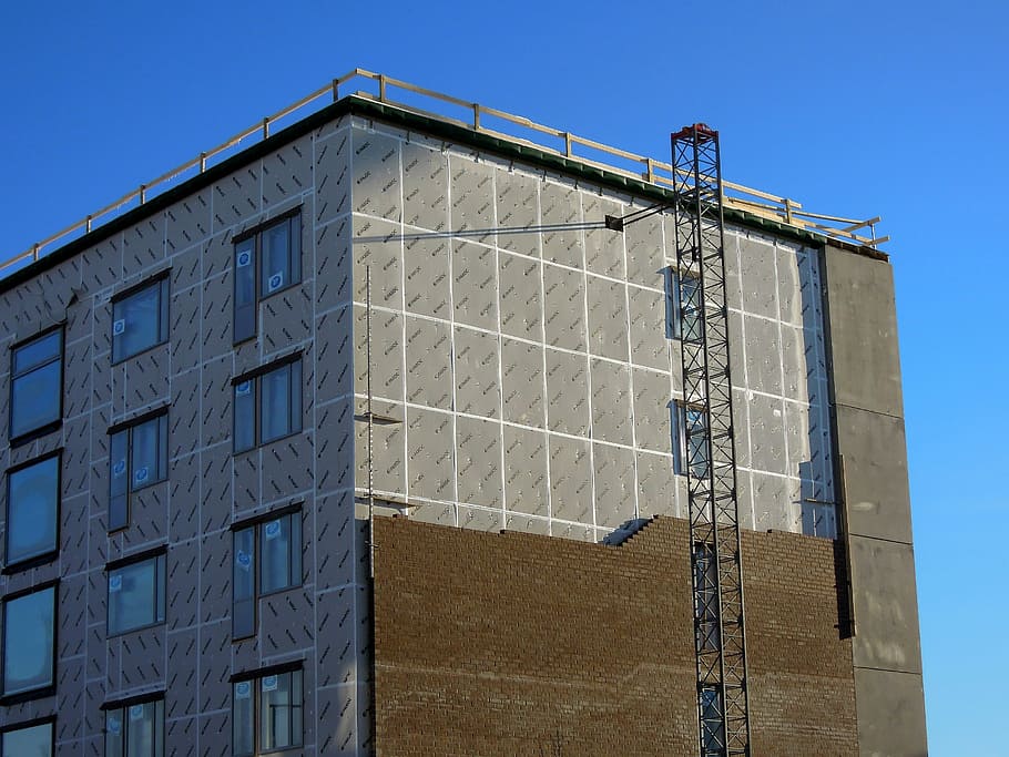 construction site, block of flats, finnish, windows, high, vantaa, HD wallpaper