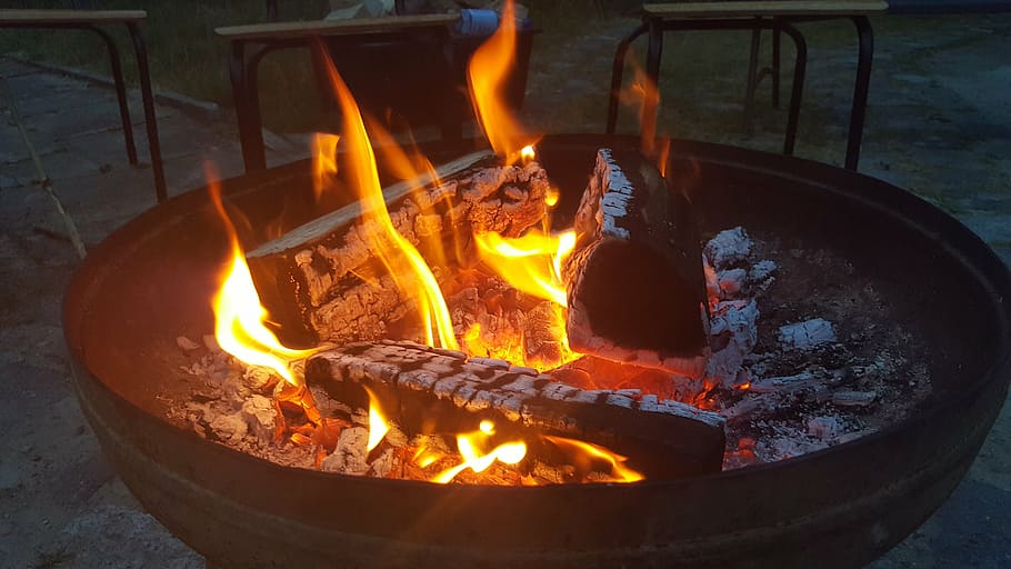 fire, campfire, burn, wood, flame, lighting, barbecue, embers HD wallpaper
