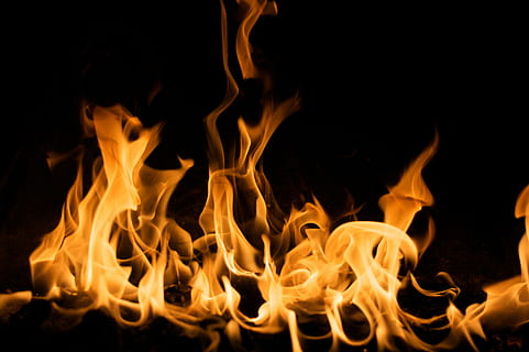 yellow fire digital wallpaper, flame, burning, dark, night, fire - natural phenomenon HD wallpaper