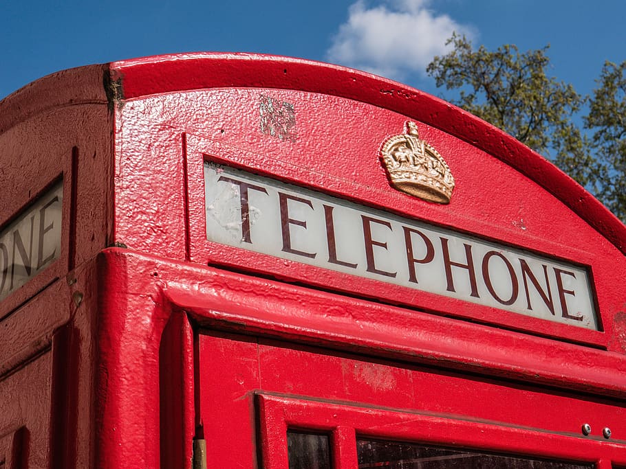 london, phone booth, queen, red, england, red telephone box