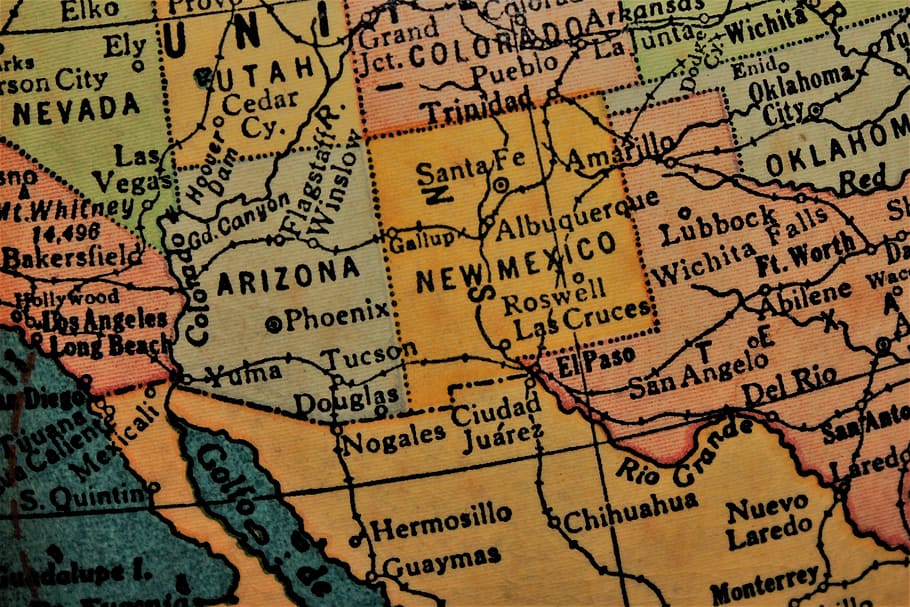 map chart, new mexico, southwest, america, usa, southwest map, HD wallpaper
