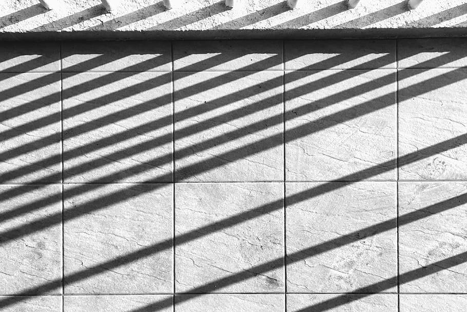 gray painted wall, gray floor tiles, shadow, abstract, lines HD wallpaper