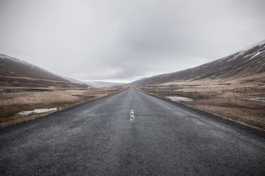 grey concrete road, street, straight, horizon, endless, way, travel, HD wallpaper