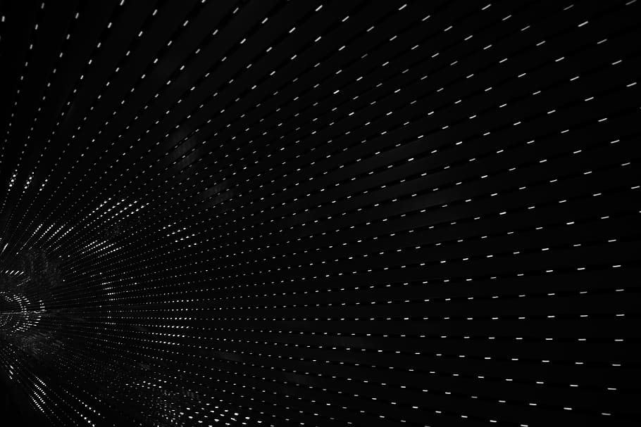 black tunnel interior with white lights, grayscale light rays graphic wallpaper HD wallpaper