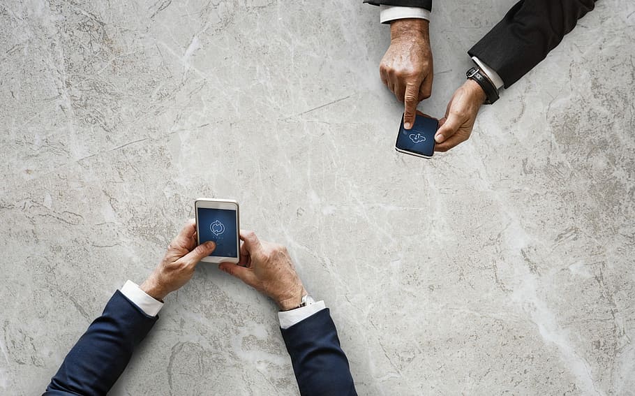 two men holding smartphones, man, business, people, africa, african