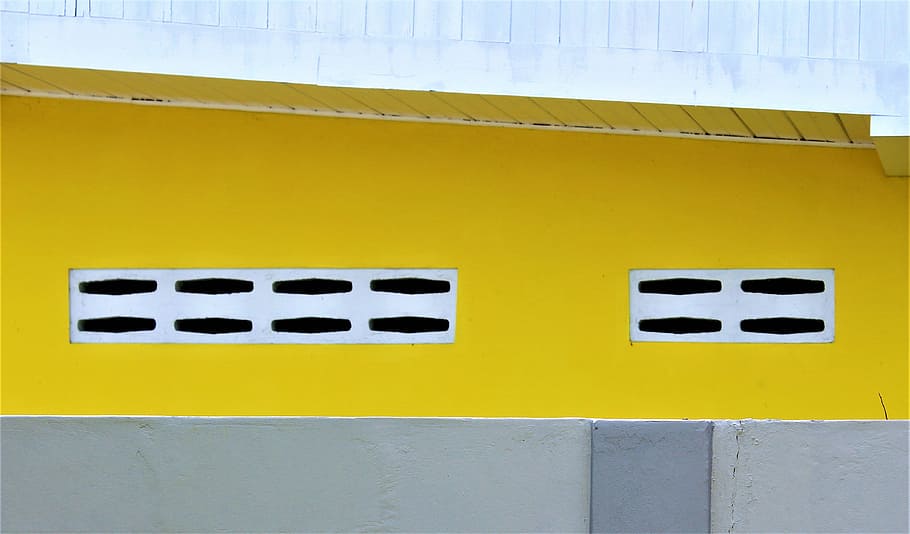 yellow and white surface, yellow painted wall, exterior, facade HD wallpaper