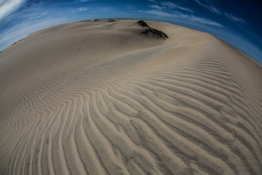fish eye photography of desert, brown sand, beach, dune, rock HD wallpaper