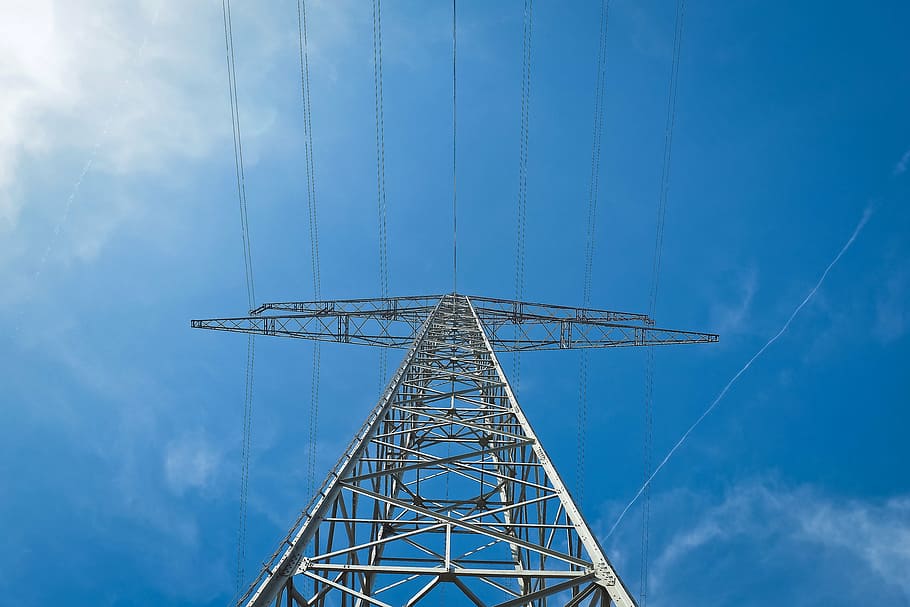 current, strommast, power line, electricity, energy, high voltage HD wallpaper