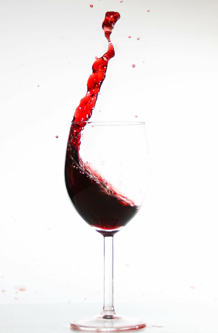 clear wine glass, spill over, empty, beverages, inject, red, wineglass