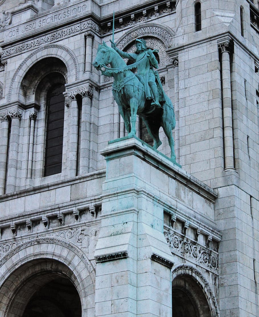 Basilica Of The Sacré Cœur, Paris, france, statue, sculpture, HD wallpaper