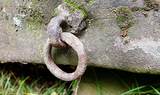 stone, stone trough, ring, metal ring, garden decoration, iron ring HD wallpaper