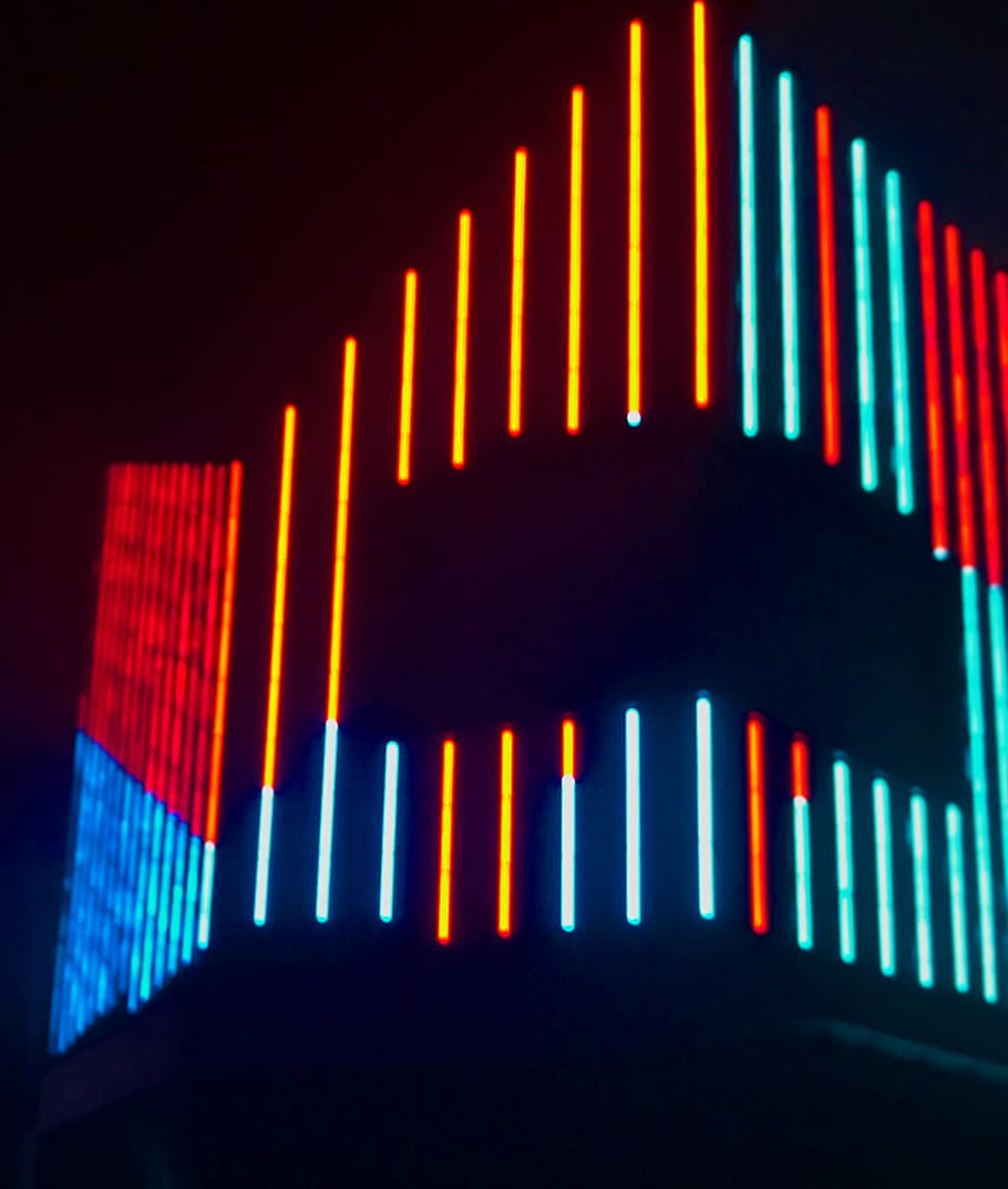 multicolored lights turned on, red, blue, and orange LED signage HD wallpaper