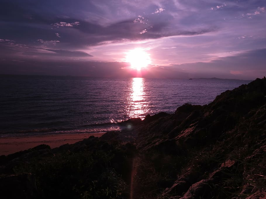 beach, dawn, dusk, evening, island, landscape, light, nature HD wallpaper