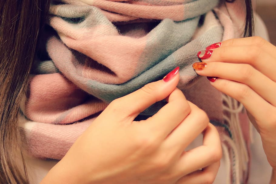 woman wearing pink scarf, women, females, caucasian Ethnicity HD wallpaper