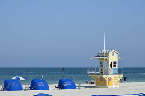 Clearwater, Beach, Florida, sea, horizon over water, blue, clear sky HD wallpaper