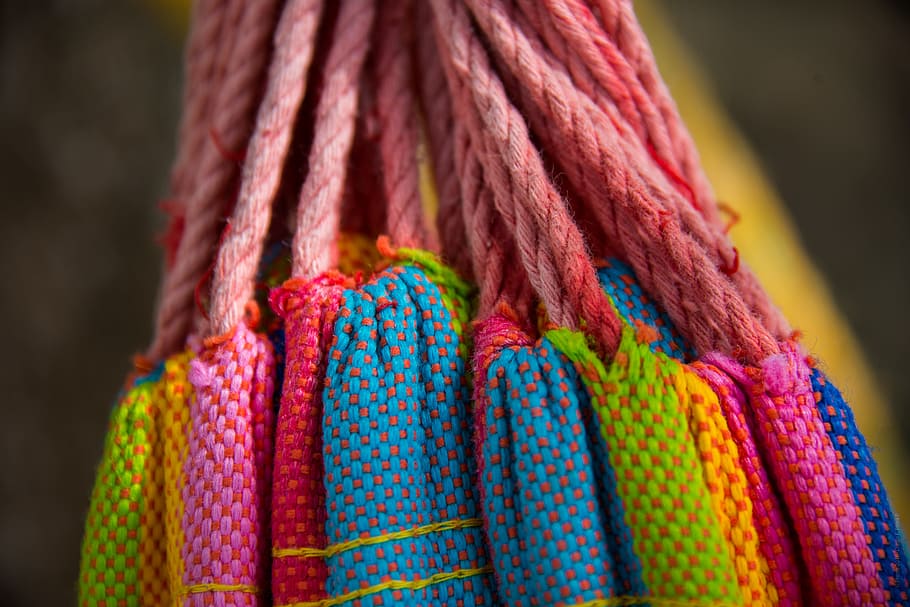 selective focus photo of multicolored hammock, tie, rope, relax HD wallpaper