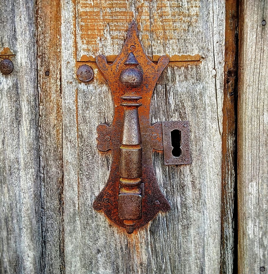 door, door knocker, lock, metal, close-up, old, rusty, no people HD wallpaper
