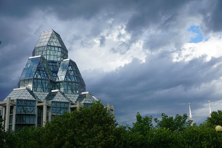 clouds, glass, building, architecture, modern, glass - Material HD wallpaper