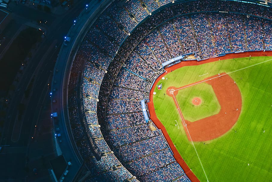 baseball stadium aerial photography, architecture, art, audience, HD wallpaper