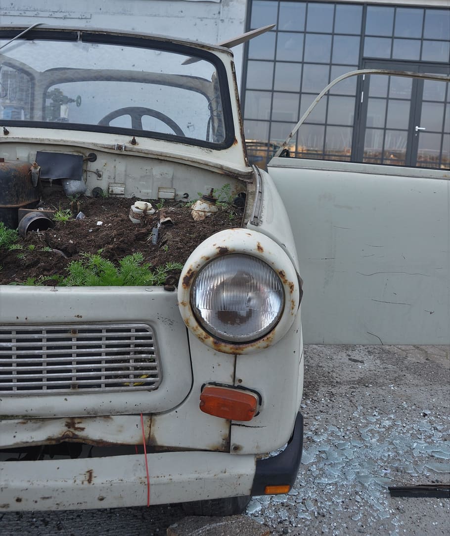 trabant, copenhagen, papirøen, exhausted, used, worn, burned out, HD wallpaper