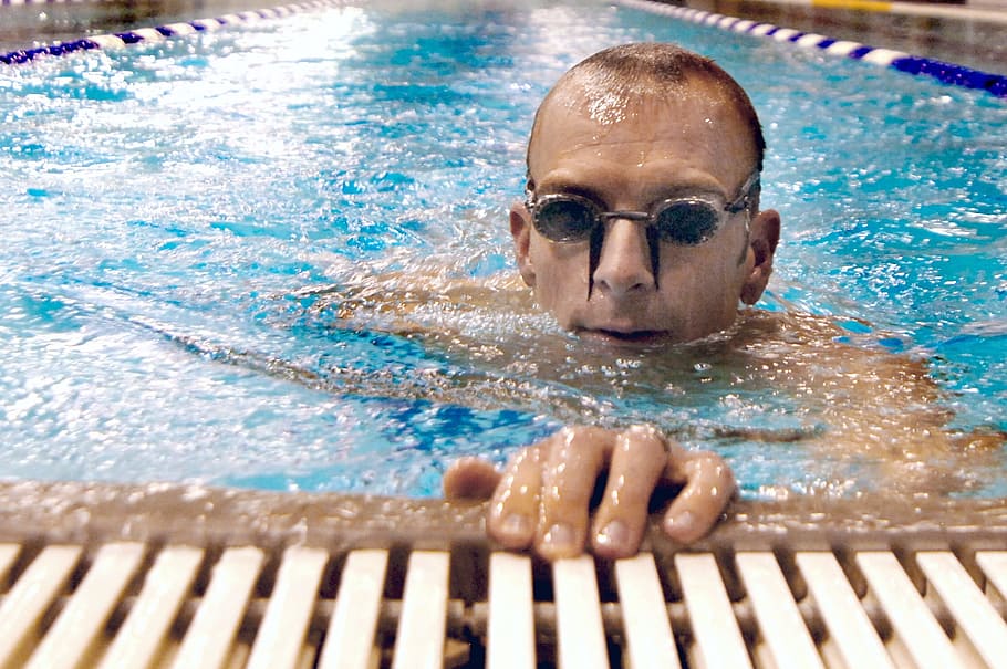 swimmer, water, pool, training, goggles, man, athlete, sport HD wallpaper