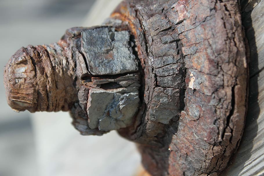 Rust, Bolt, Iron, Hardware, Nut, rusty, rusted, focus on foreground HD wallpaper