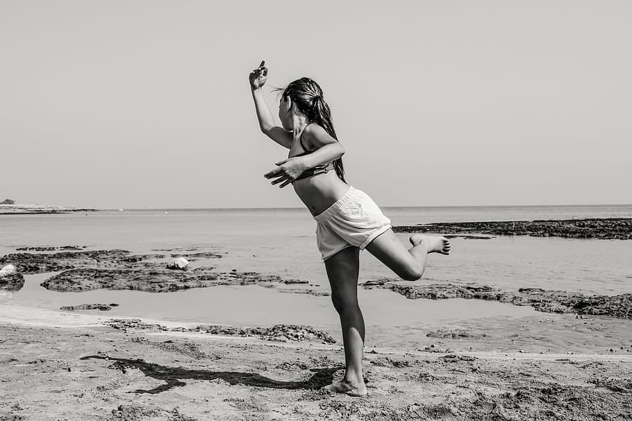 girl, dancing, beach, dance, young, female, elegance, expression HD wallpaper